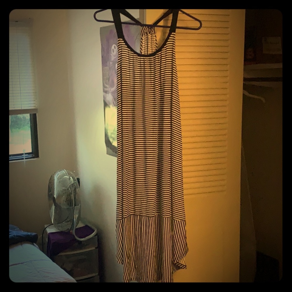 DKNY black and white striped dress